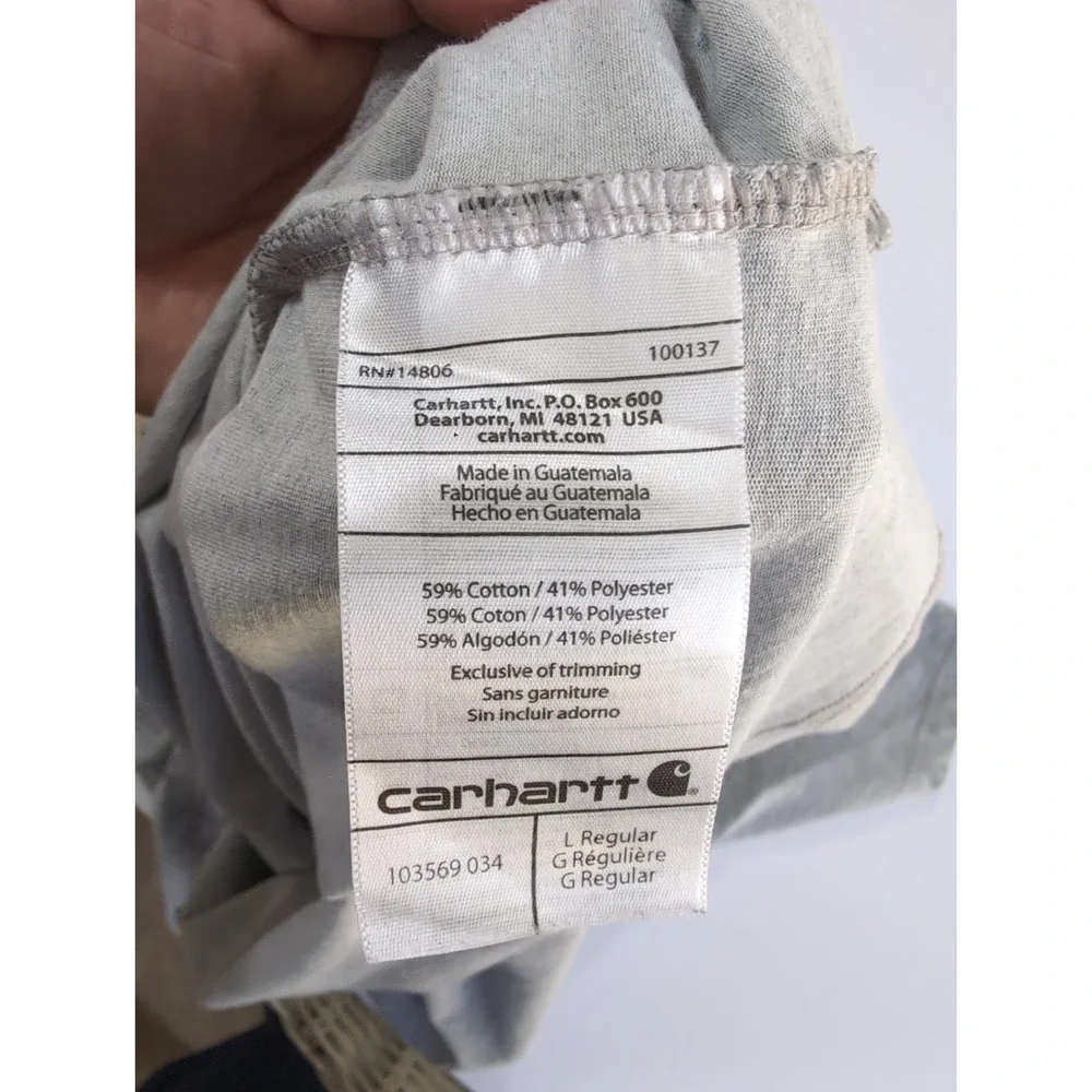 Carhartt Force Polo Shirt Mens Large L Gray Short Sleeve Pocket Work Golf